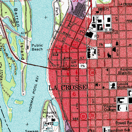 Topographic Map of Wisconsin Regional Arts Center, WI