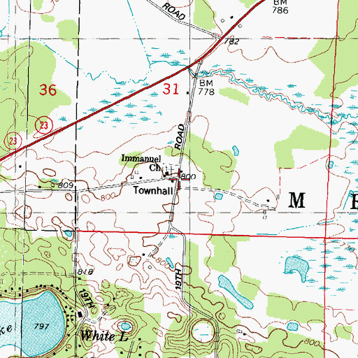 Topographic Map of School Number 7 (historical), WI