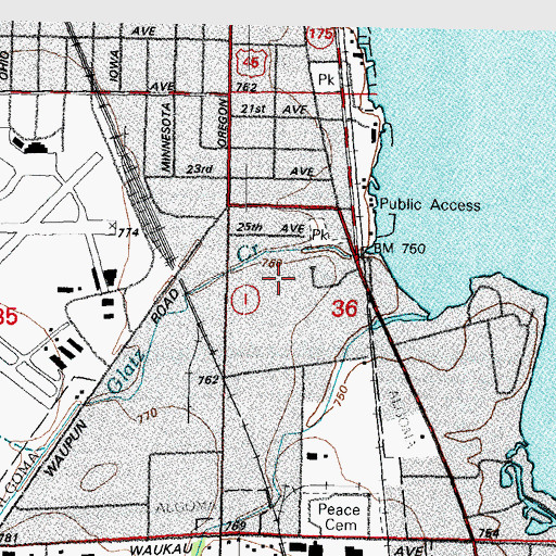 Topographic Map of Bethany United Church of Christ, WI