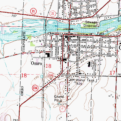 Topographic Map of First Baptist Church, WI