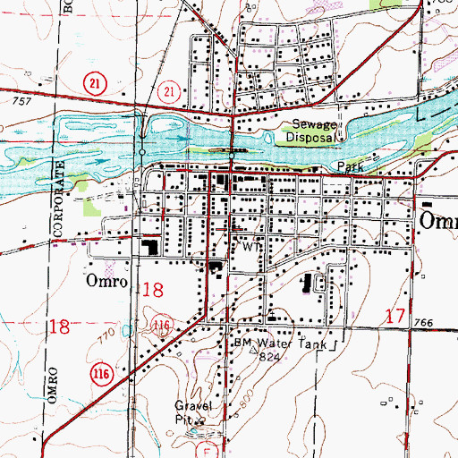 Topographic Map of Grace Lutheran Church, WI