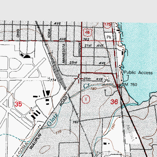 Topographic Map of Lake Aire Shopping Center, WI