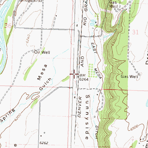 Topographic Map of Sunnyside Mesa, CO