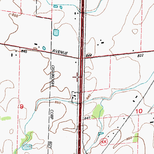 Topographic Map of Manufacturers Marketplace of Oshkosh Shopping Center, WI