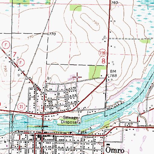Topographic Map of Omro High School, WI