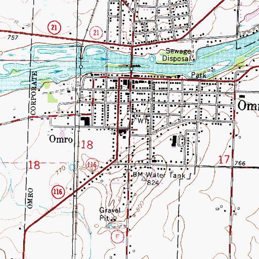 Topographic Map of Omro Methodist Episcopal Church (historical), WI