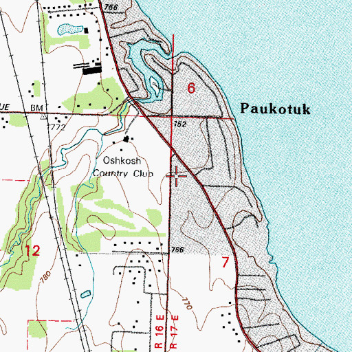 Topographic Map of Oshkosh Country Club, WI