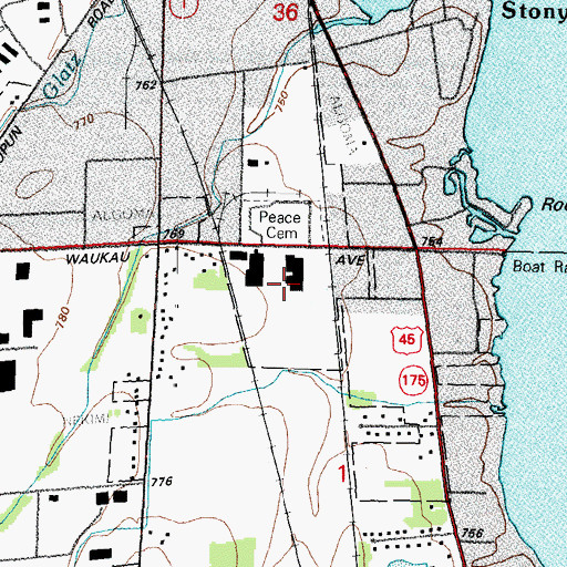 Topographic Map of Peace Lutheran Cemetery, WI