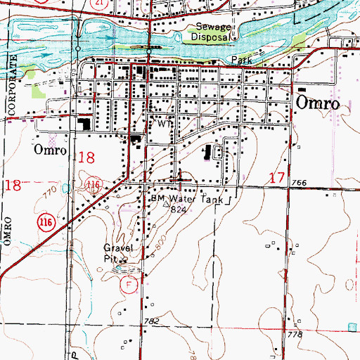 Topographic Map of Saint Marys Roman Catholic Church, WI