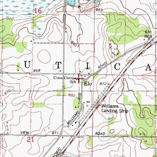 Topographic Map of Utica Center School, WI