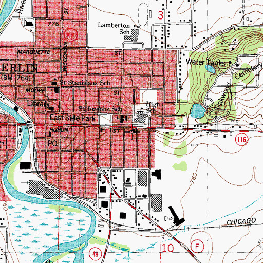 Topographic Map of Berlin Baptist Church, WI