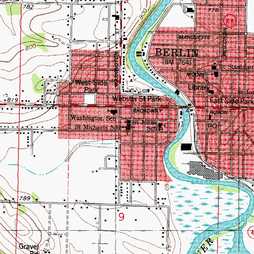 Topographic Map of All Saints Catholic School, WI