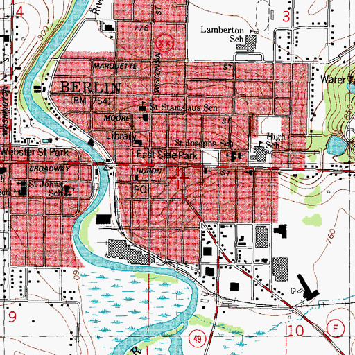 Topographic Map of Berlin Gospel Tabernacle, WI