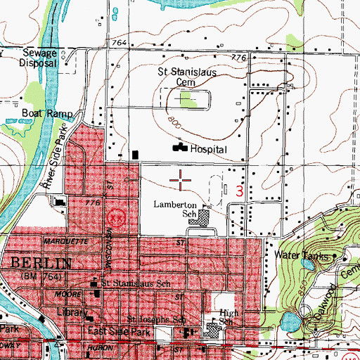 Topographic Map of Berlin High School, WI