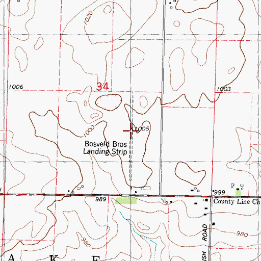 Topographic Map of Bosveld Brothers Landing Strip (historical), WI