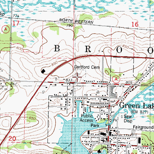 Topographic Map of Dartford Cemetery, WI