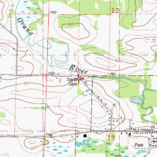 Topographic Map of Dartt Cemetery, WI