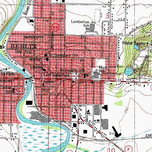 Topographic Map of East Side Park, WI