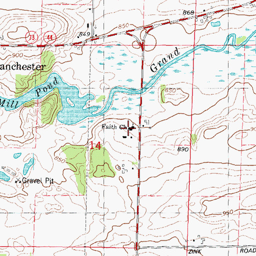 Topographic Map of Faith Church, WI