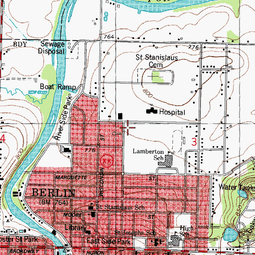 Topographic Map of Grace English Lutheran Church, WI