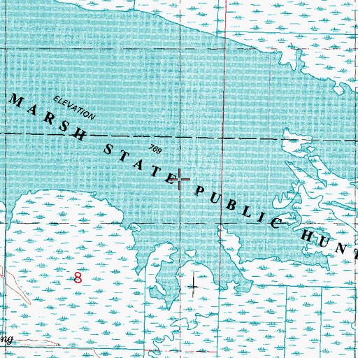 Topographic Map of Grand River Marsh State Public Hunting Grounds, WI