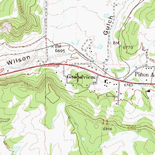 Topographic Map of Grandview, CO
