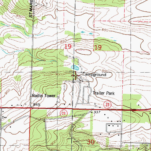 Topographic Map of Green Lake Campground, WI