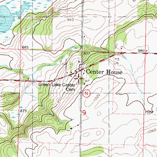 Topographic Map of Green Lake Center Cemetery, WI