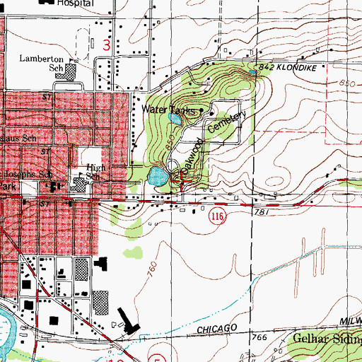 Topographic Map of Griffith Memorial Chapel, WI
