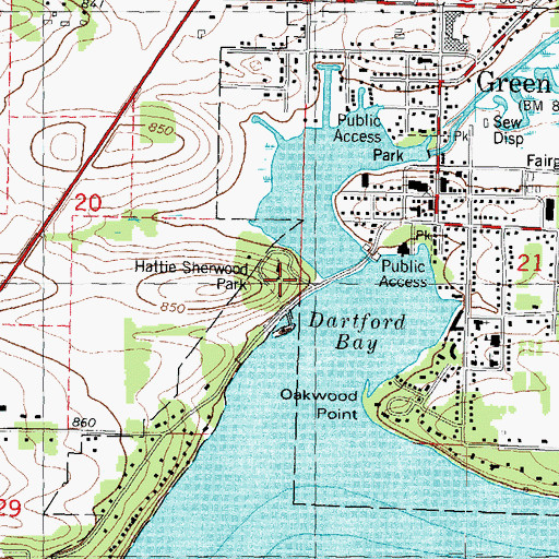 Topographic Map of Hattie Sherwood Park, WI