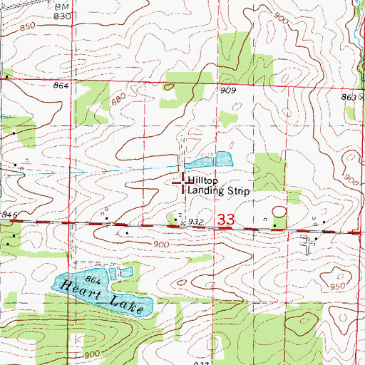 Topographic Map of Hilltop Landing Strip (historical), WI