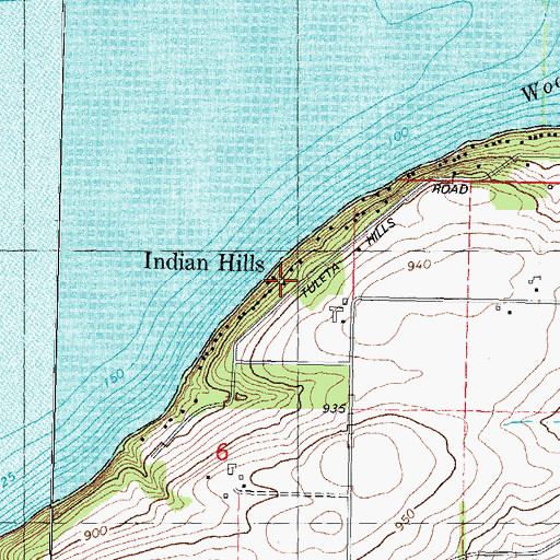 Topographic Map of Indian Hills, WI