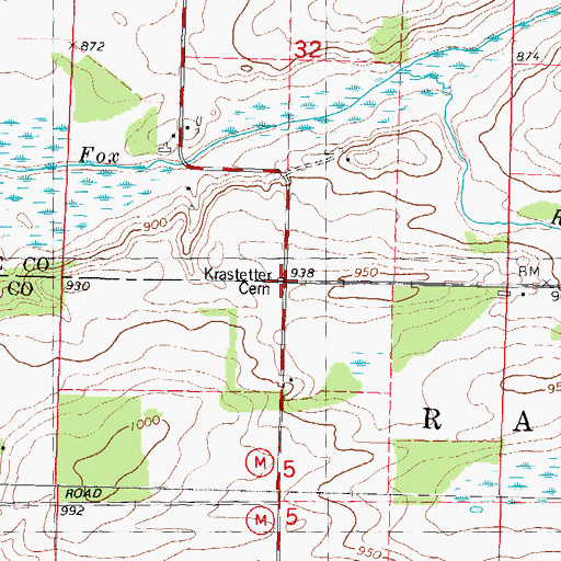 Topographic Map of Krastetter Cemetery, WI