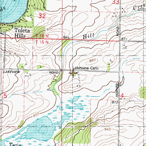 Topographic Map of Lakeview Cemetery, WI