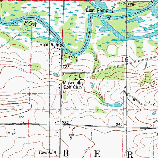 Topographic Map of Mascoutin Golf Club, WI