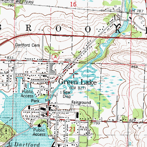 Topographic Map of Puchyan Mill Race, WI