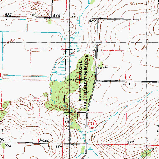 Topographic Map of Rogers Memorial State Habitat Preserve, WI
