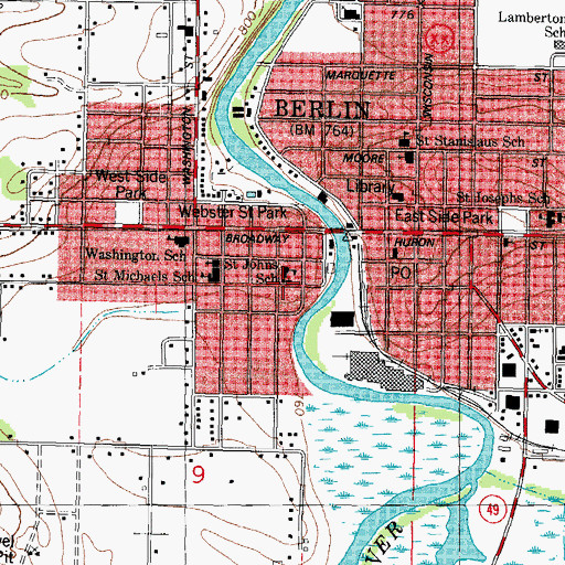 Topographic Map of Saint Johns Evangelical Lutheran Church, WI