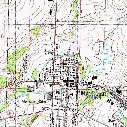 Topographic Map of Saint Johns Lutheran Church, WI