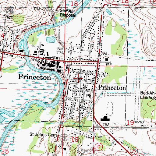 Topographic Map of Saint Johns Lutheran Church, WI