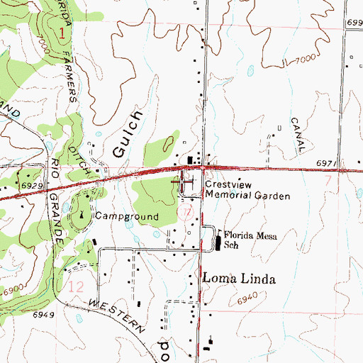 Topographic Map of Crestview Memorial Garden, CO