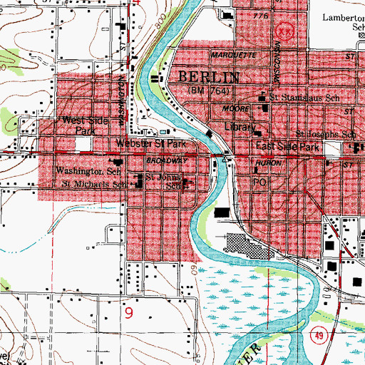 Topographic Map of Saint John Lutheran School, WI