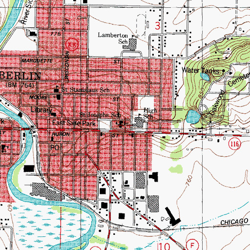 Topographic Map of Saint Josephs Roman Catholic Church, WI