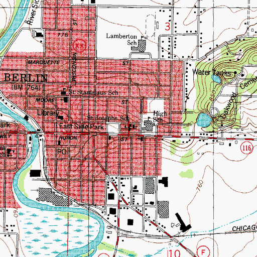 Topographic Map of Saint Josephs School, WI