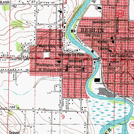 Topographic Map of Saint Michaels Polish Catholic Church, WI