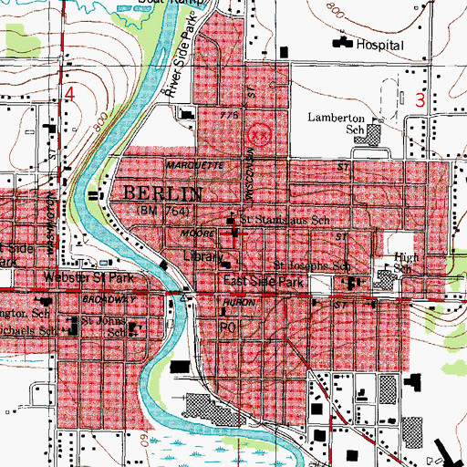 Topographic Map of Saint Stanislaus Roman Catholic Church, WI