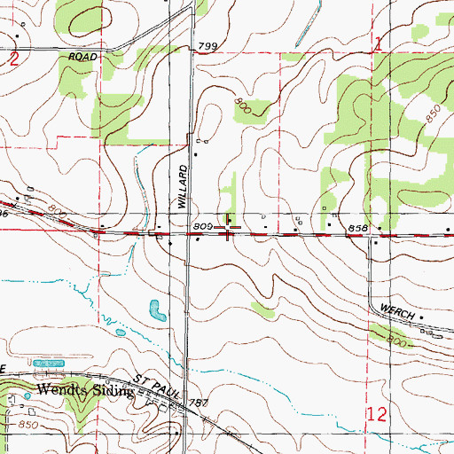 Topographic Map of School Number 3 (historical), WI