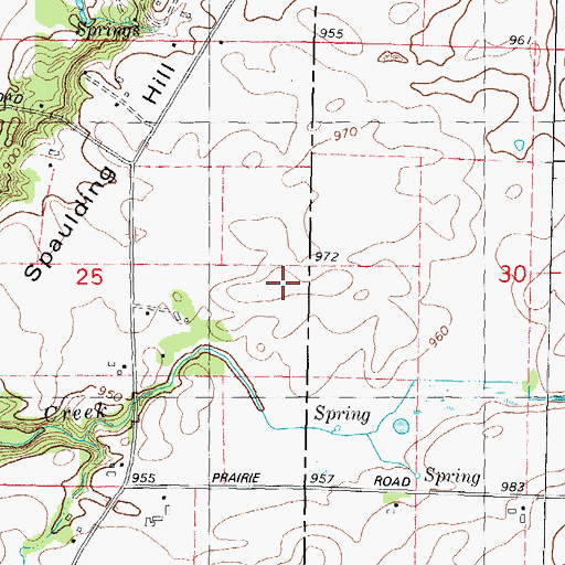 Topographic Map of Spaulding Hill, WI