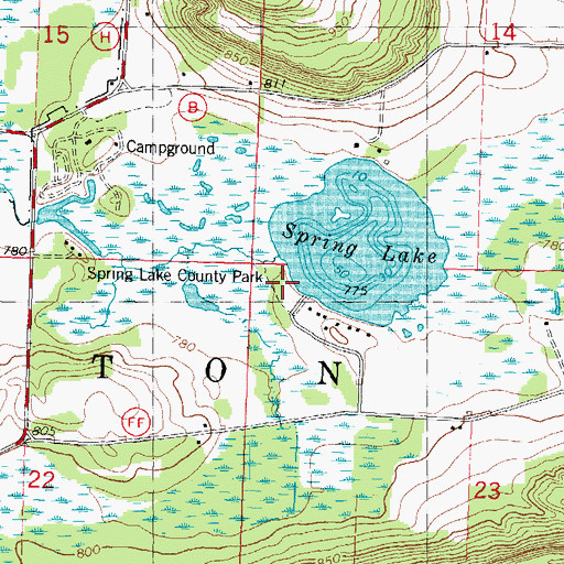 Topographic Map of Spring Lake County Park, WI