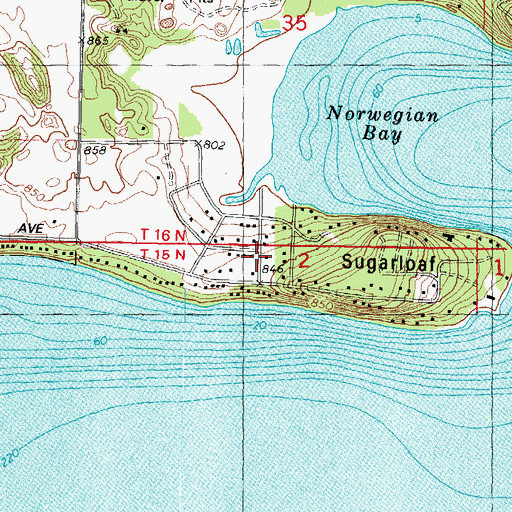 Topographic Map of Sylvan Shores, WI